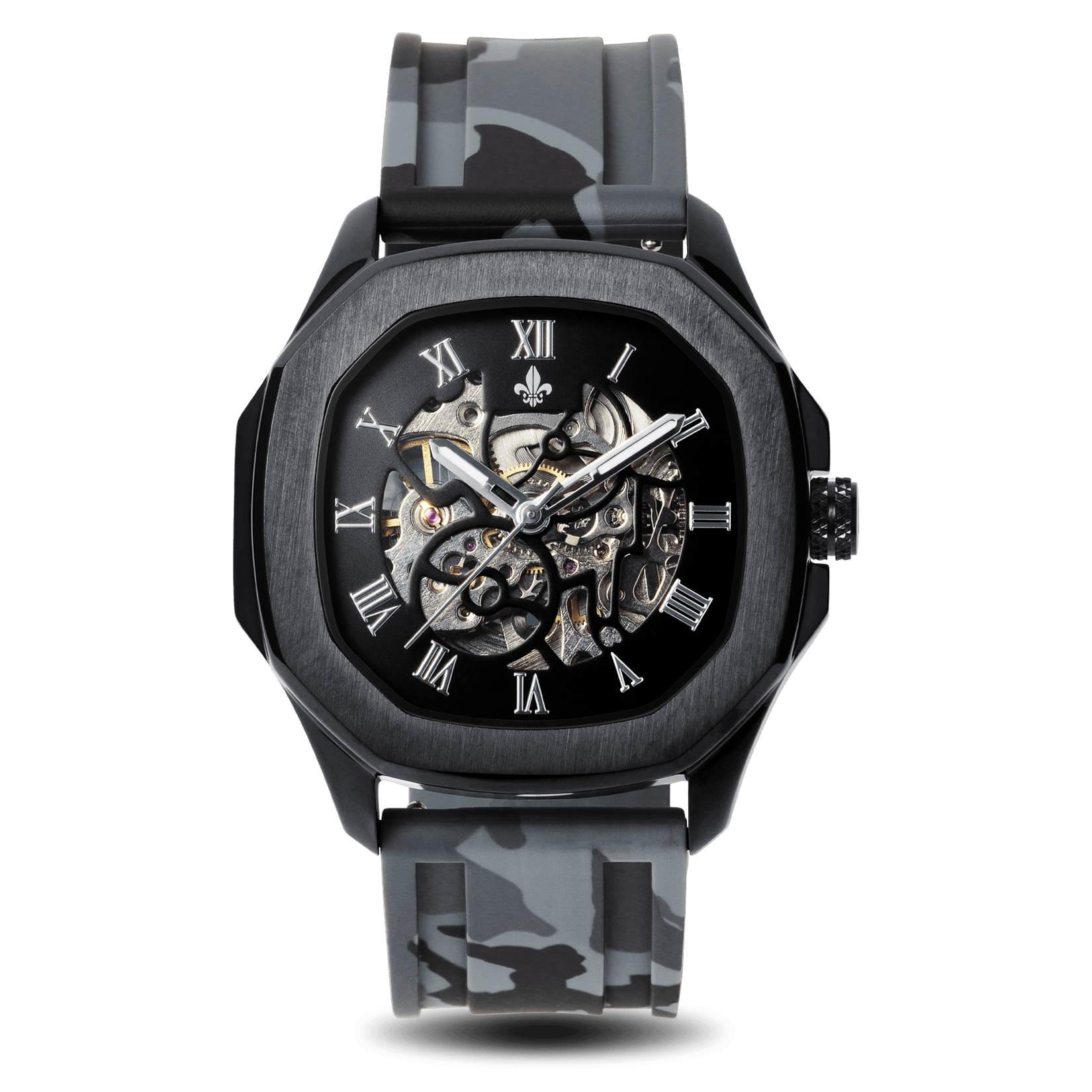 The Avalon Black + Grey Camo Strap