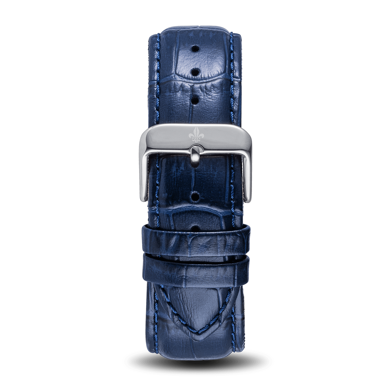 Blue Croc Pattern Leather Strap With Silver Buckle