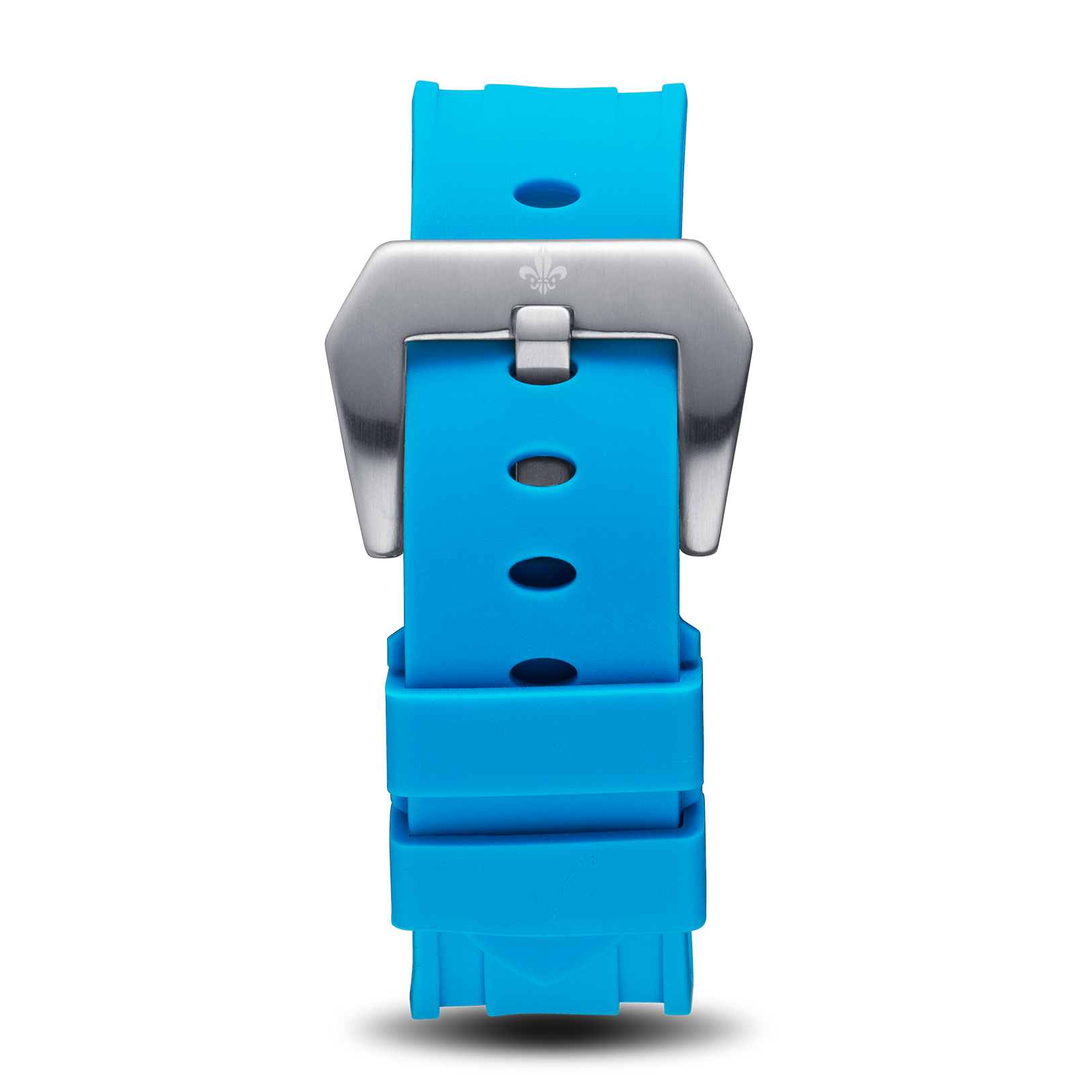 Blue Silicone Strap With Silver Buckle