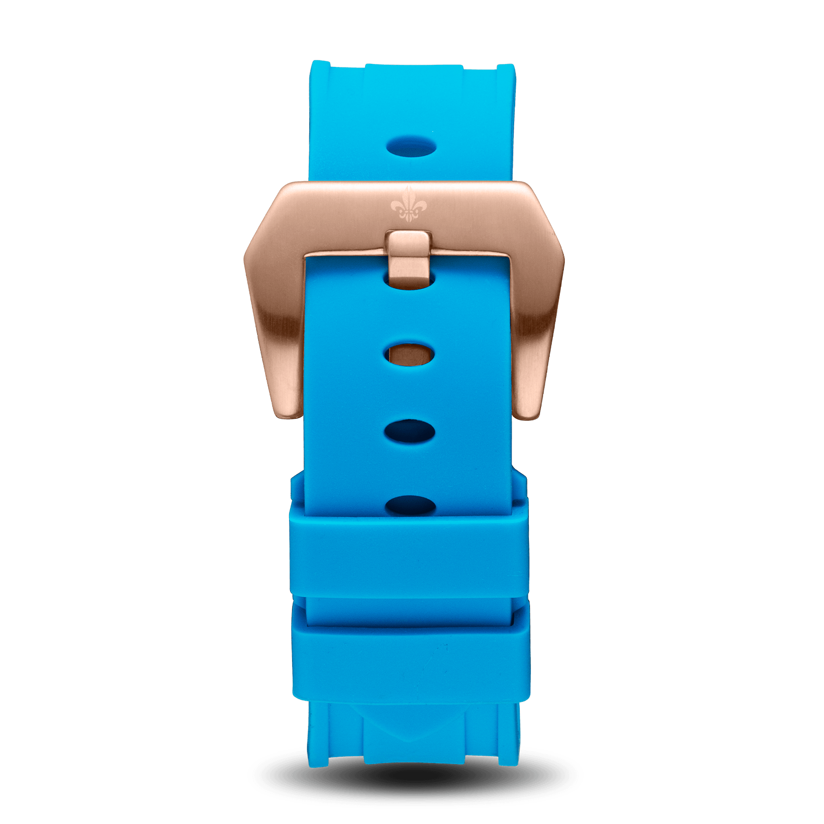 Blue Silicone Strap With Rose Gold Buckle