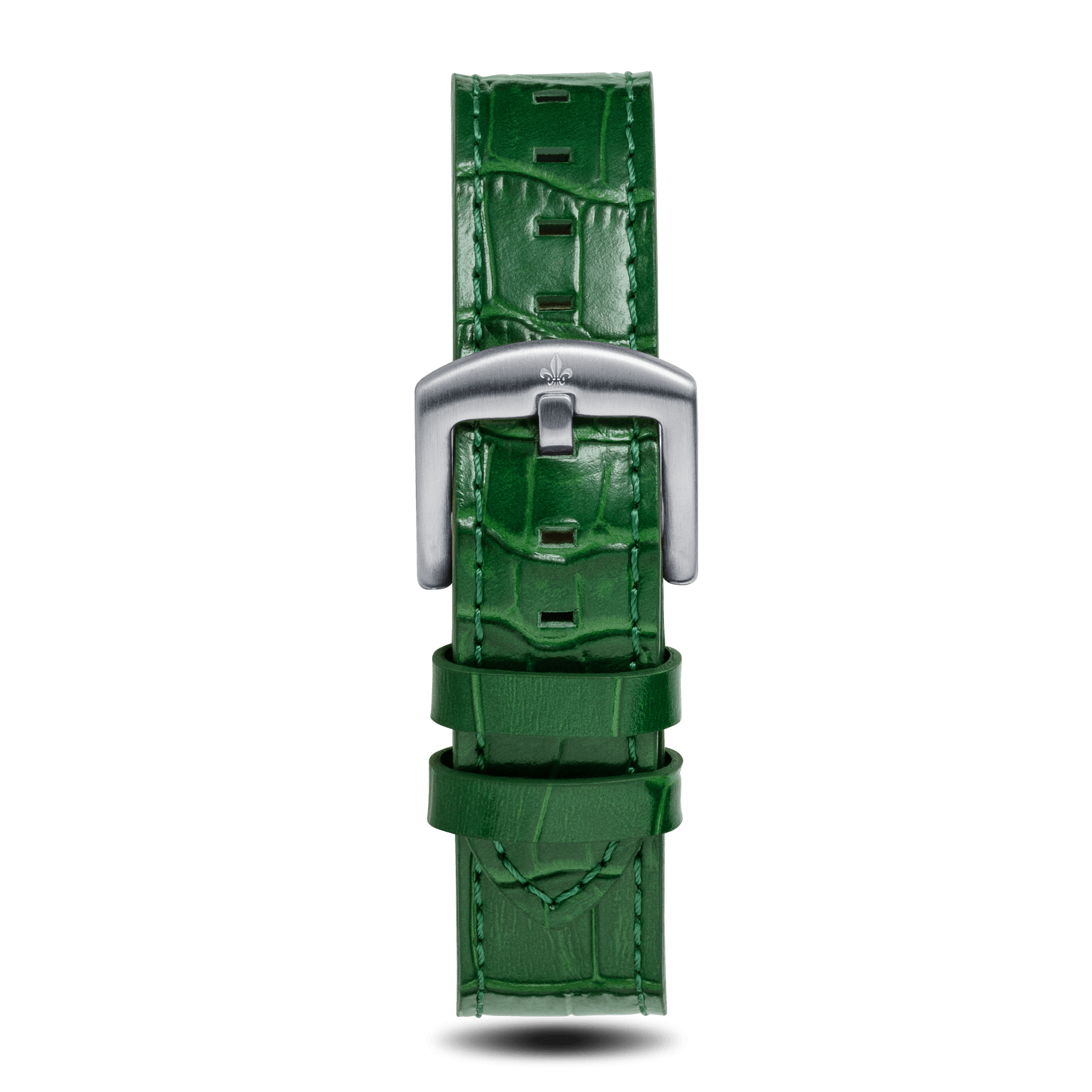 Green Croc Pattern Leather Strap With Silver Buckle - Prague Deluxe
