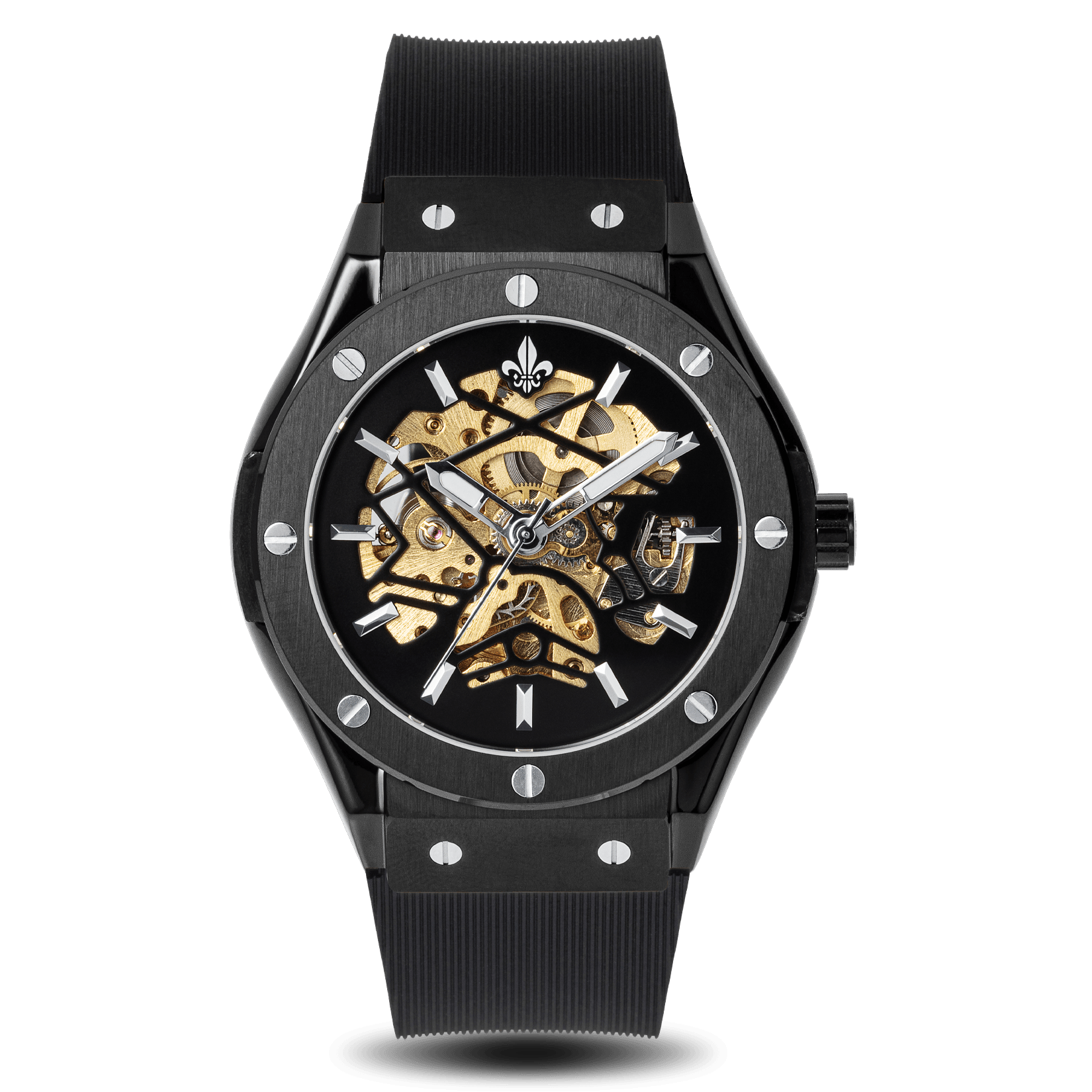 Prague Skeleton Automatic Deluxe - Black + Black Link Strap