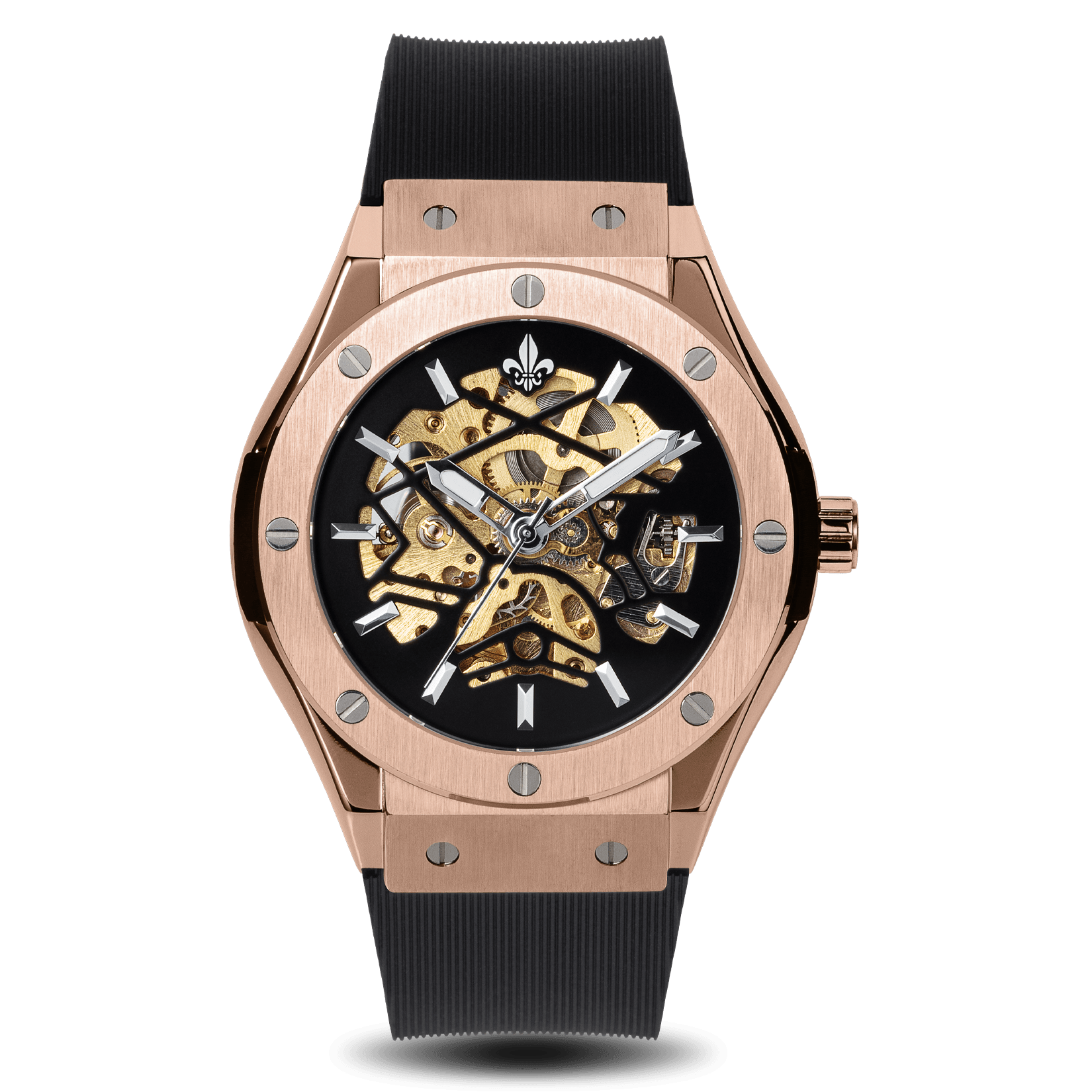 Prague Skeleton Automatic Deluxe - Rose Gold + Rose Gold Link Strap