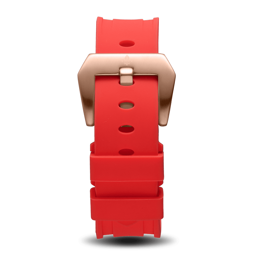 Red Silicone Strap With Rose Gold Buckle