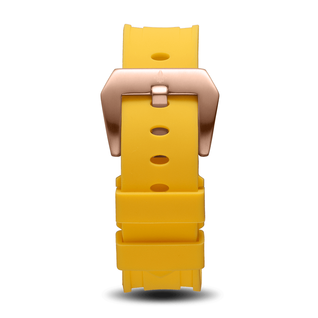 Yellow Silicone Strap With Rose Gold Buckle